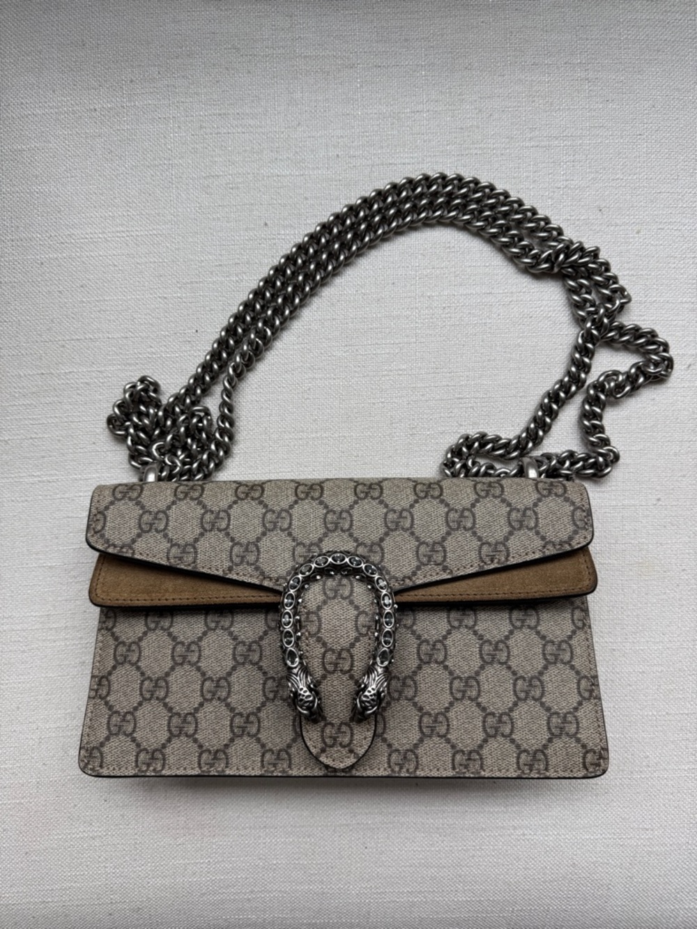 Crystal Gucci Beige GG Supreme Dionysus Bag